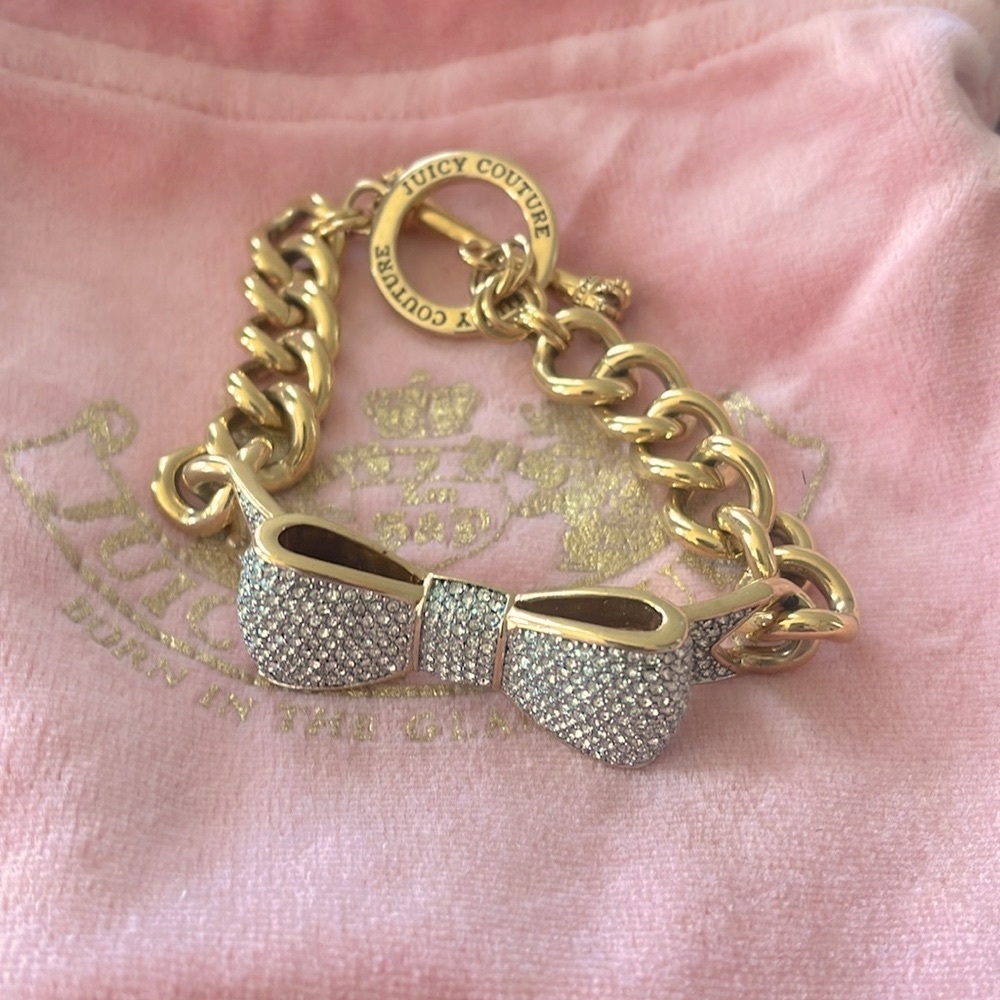 Juicy Couture gold blinged bow bracelet